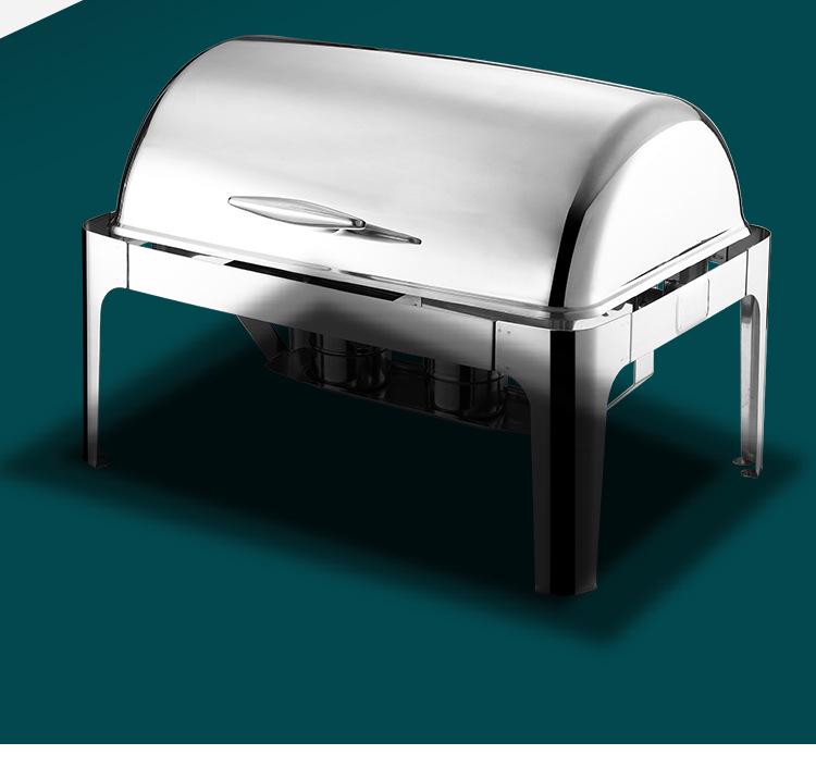 Gold-Plated Stainless Steel Buffet Warmer with Full Lid and Visible Insulation