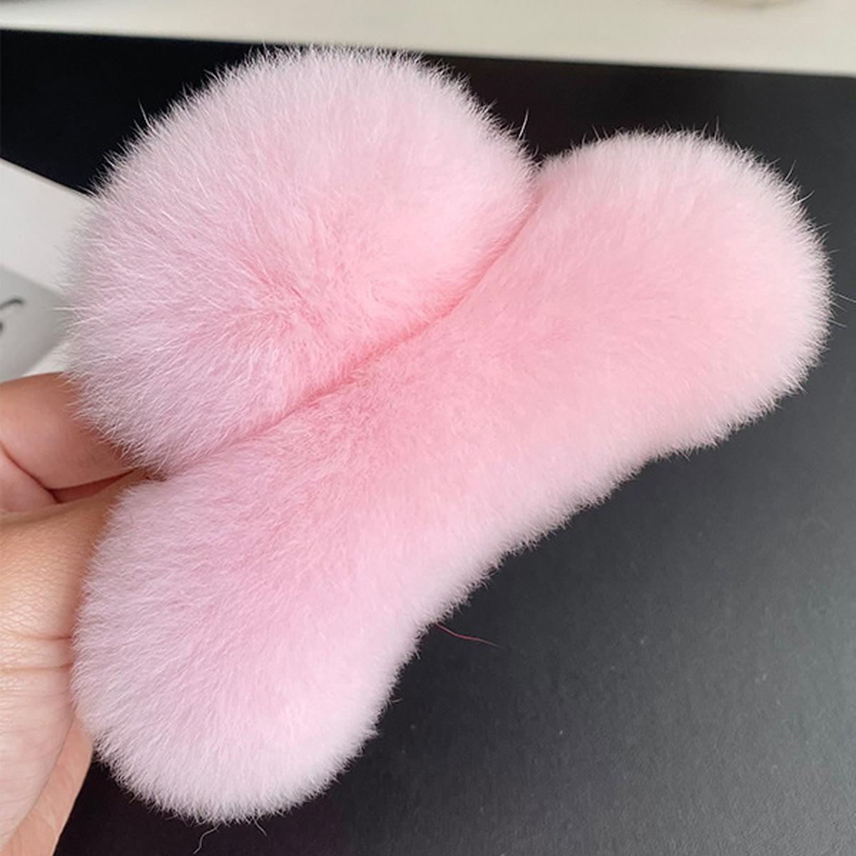 

1шт натуральный кроличий мех зимний пушистый коготь для волос M(13cm)