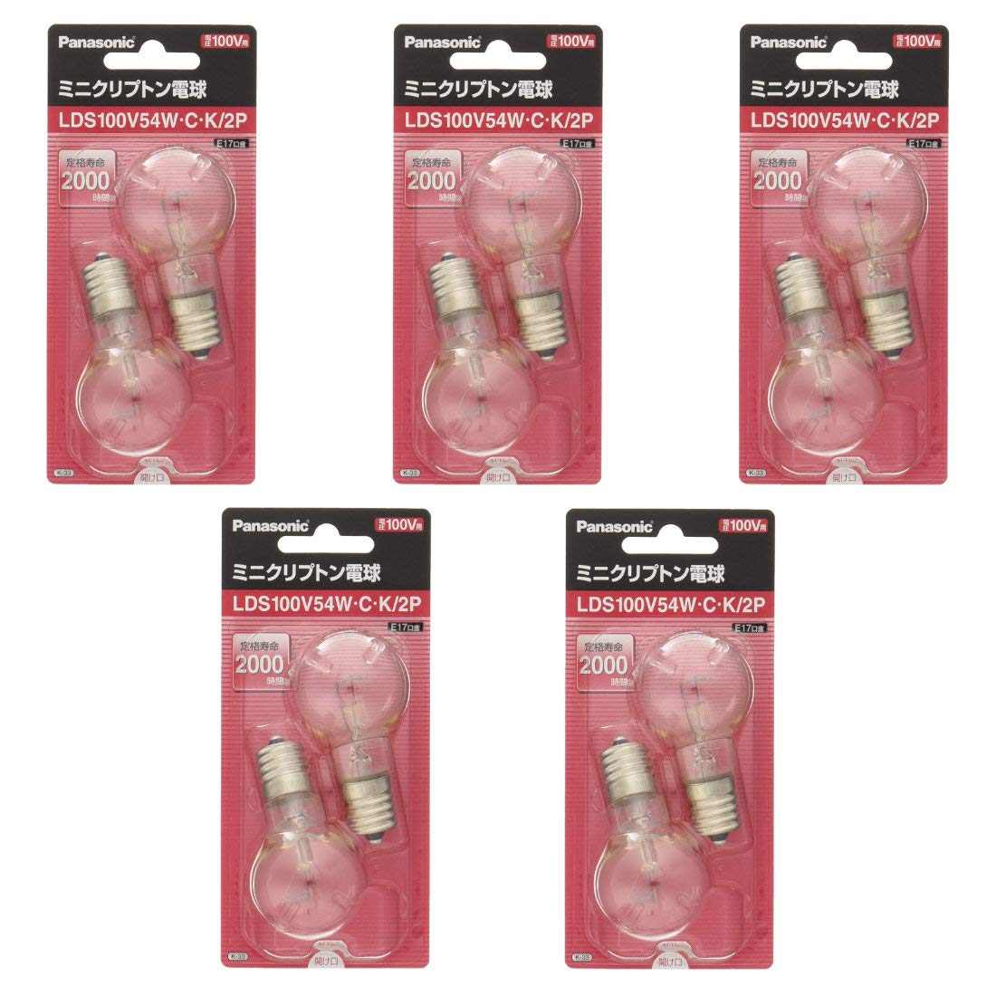 

Panasonic Mini Krypton Light Bulb 100V 60W Type E17 Base 35mm Diameter Clear 2 Pieces LDS100V54WCK2P of (54W) (Set 5)