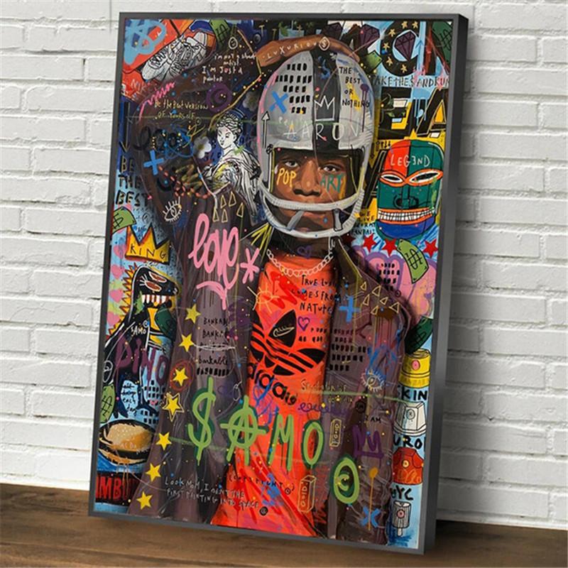 Graffiti Umělecká díla Postava Mony Lisy Malba na plátně Abstraktní Plakáty a tisky Street Wall Art Obrázky Cuadros Living Room Decor