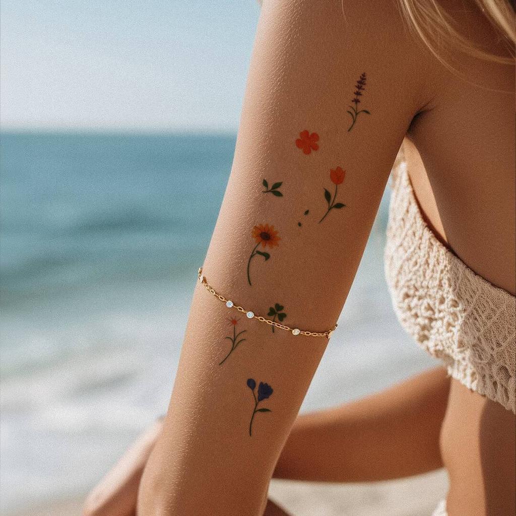 Small Fresh Floral Tattoo Sticker, Waterproof And Long-Lasting, Gentle Big Arm Model, Simulation Tattoo Sticker