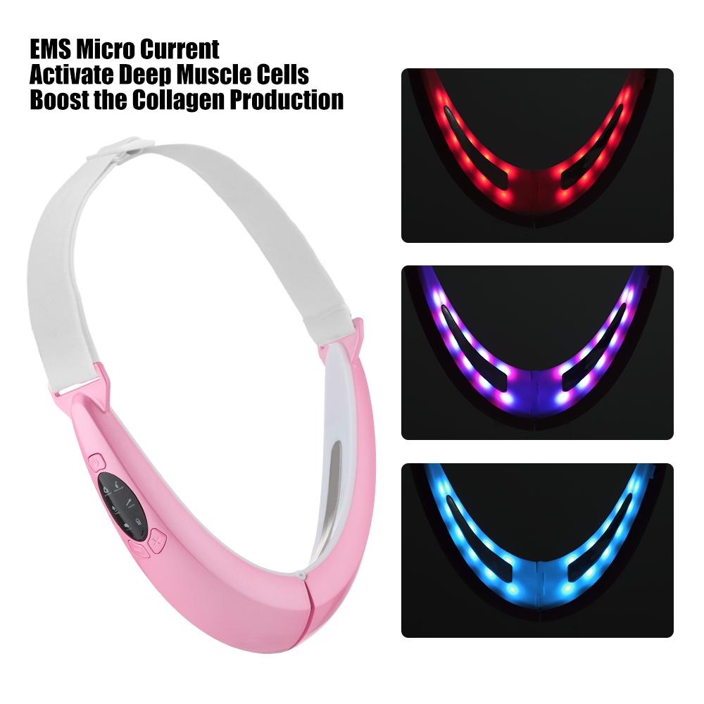 Facial V Lifting Vibration Massager LED Photon Therapy Facial Lifting Device Double Chin V Face Shaped Cheek Lift Belt Machine