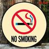 20x20cm Round Red No Smoking Metal Sign 2D Flat Peel Stick Warning Indoor Outdoor
