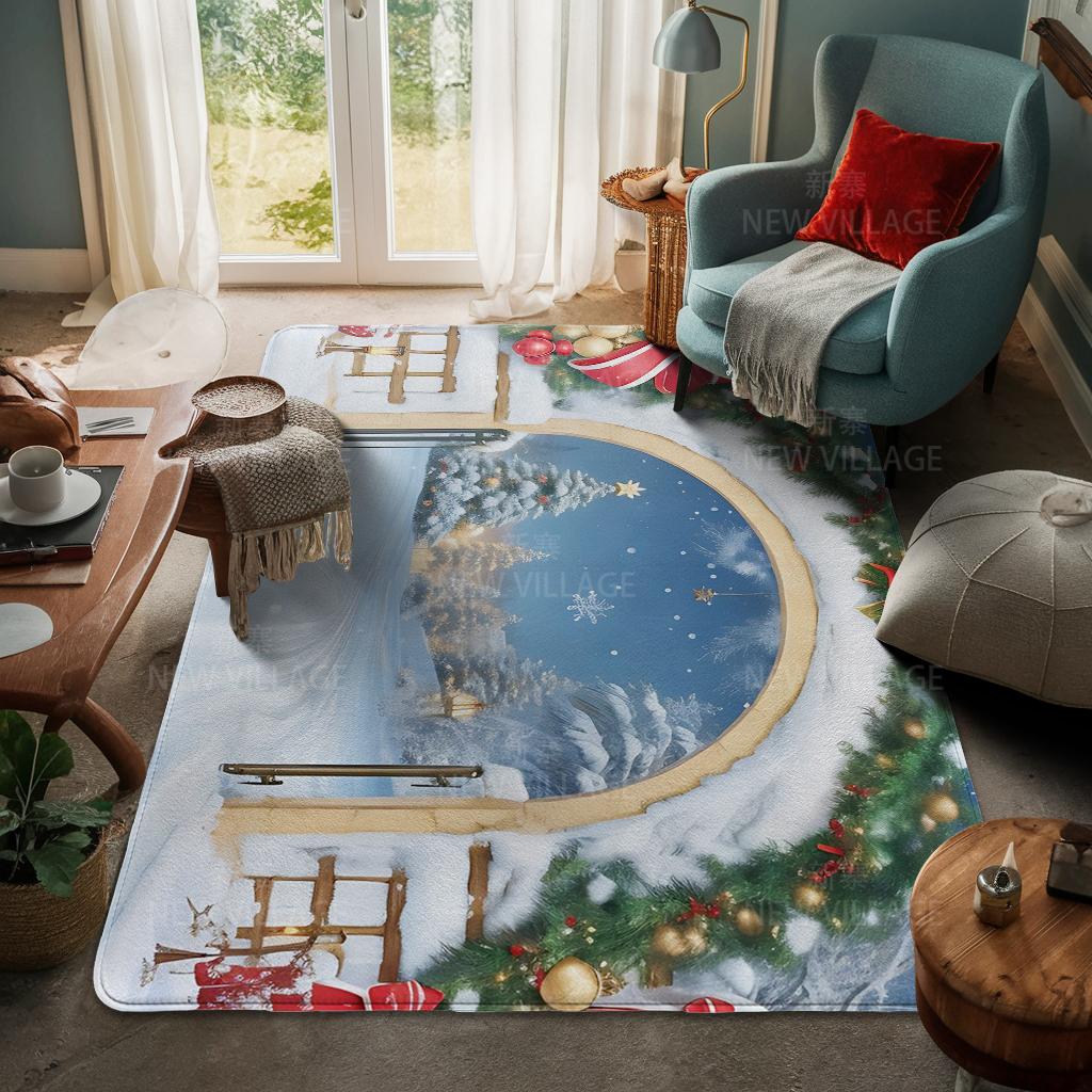House Entrance Carpet Home Door Mat Living Room Bath Foot Bathroom Non-slip Water Absorption Rugs Bath Merry Christmas Winter