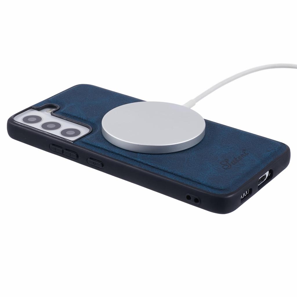 For Samsung Galaxy S22 5G Magnetic Case Card Slots Leather+TPU Kickstand Phone Cover