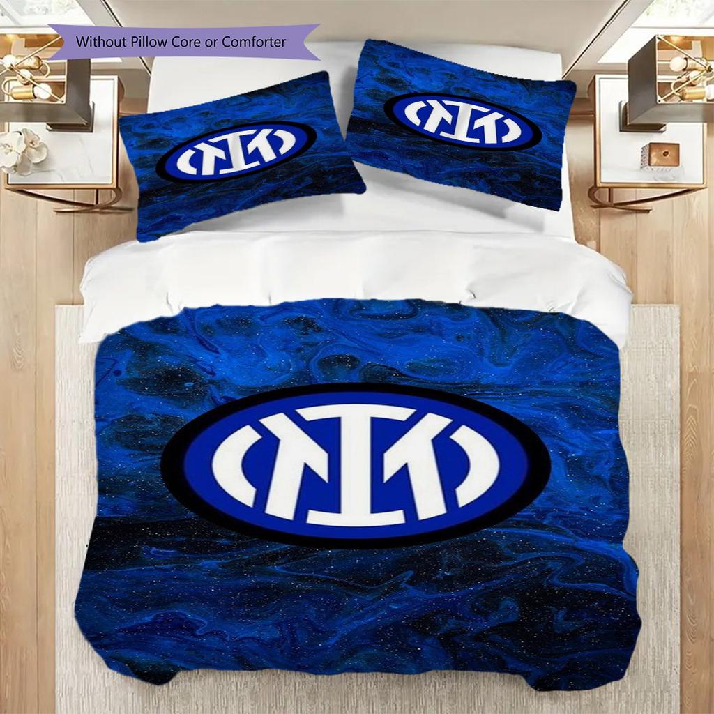 Set da tre pezzi Display Emblema Inter (1 * copripiumino + 2 * federa, senza nucleo) Copripiumino e federa 2D piatti, morbidi e confortevoli