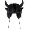 Solid Color Demon Ear Protection Hat Fur Trim Winter Pullover Cap Fashion Lei Feng Cap  Riding