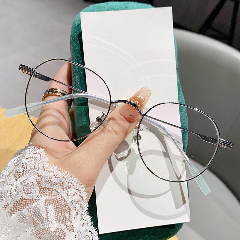 Glasses Frame, Young Round Literary Metal Retro Anti-Blue Myopia Glasses 31217