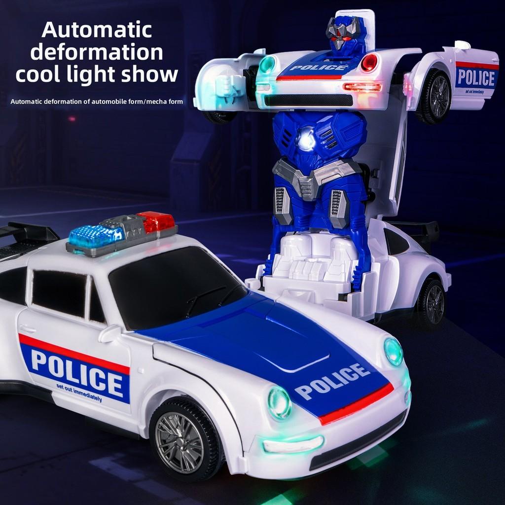 Electric Large Police Car Model With Sound Light And Auto Transformation For Kids Play