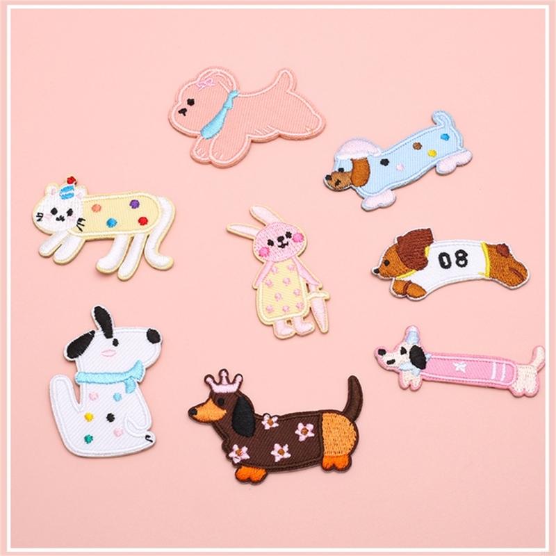 Dog Animal Embroidered Iron On Fabric Patches For Jackets Backpacks Dress Hat J0MC