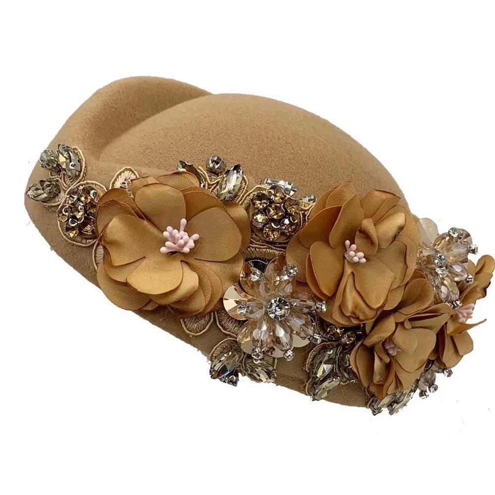 Female Fashion Woolen Band Performance Costumes, Top Hats, Flight Attendant Hats