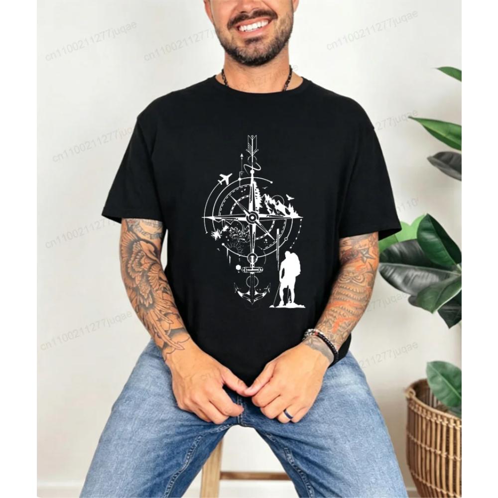 Herren bedrucktes Baumwoll-Oberteil Modisch Vielseitig Kurzarm Bequem Einfache T-Shirts Herren