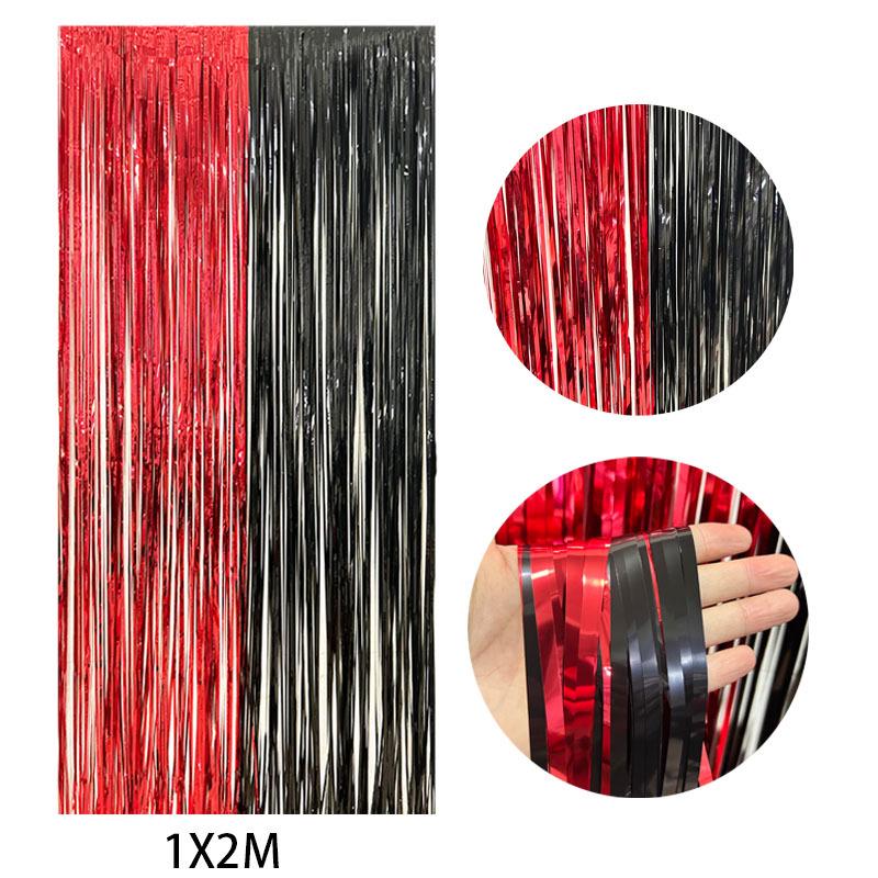 Color-Block Tinsel Curtain 1x2m - Festive Background for Christmas, Halloween, and Birthdays