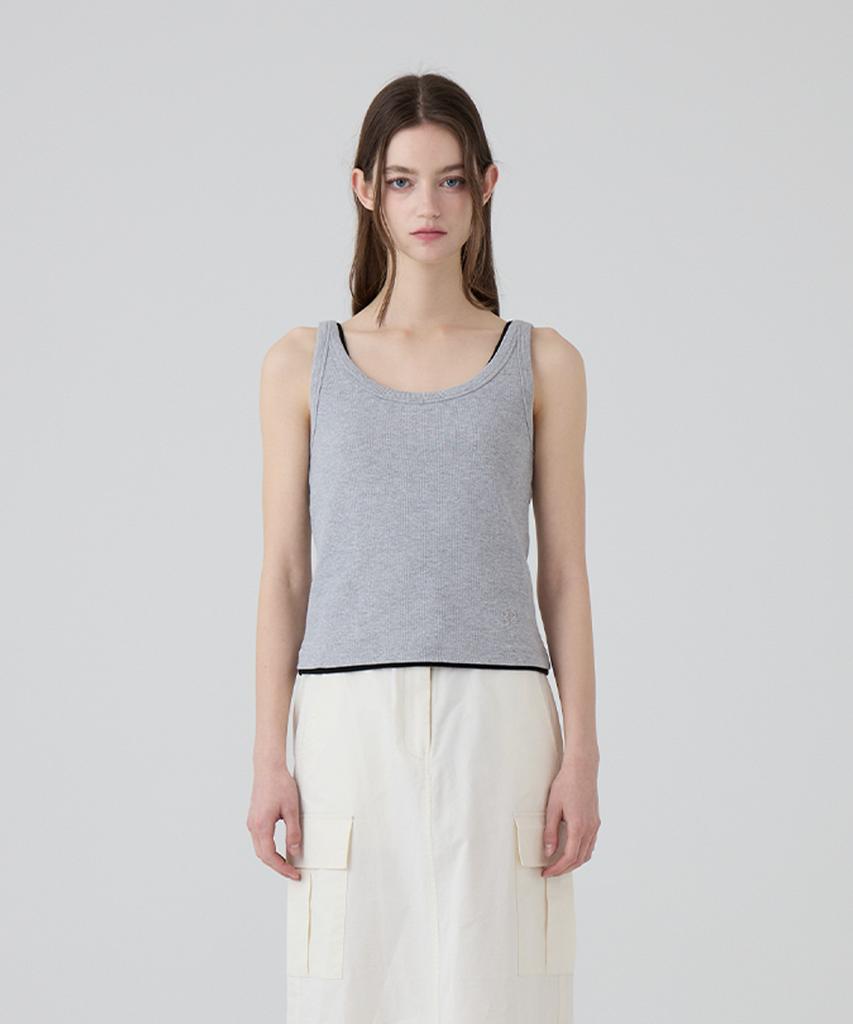 DANGLEDROP Dgdp Square Logo Sleeveless T-Shirt_Melange Gray