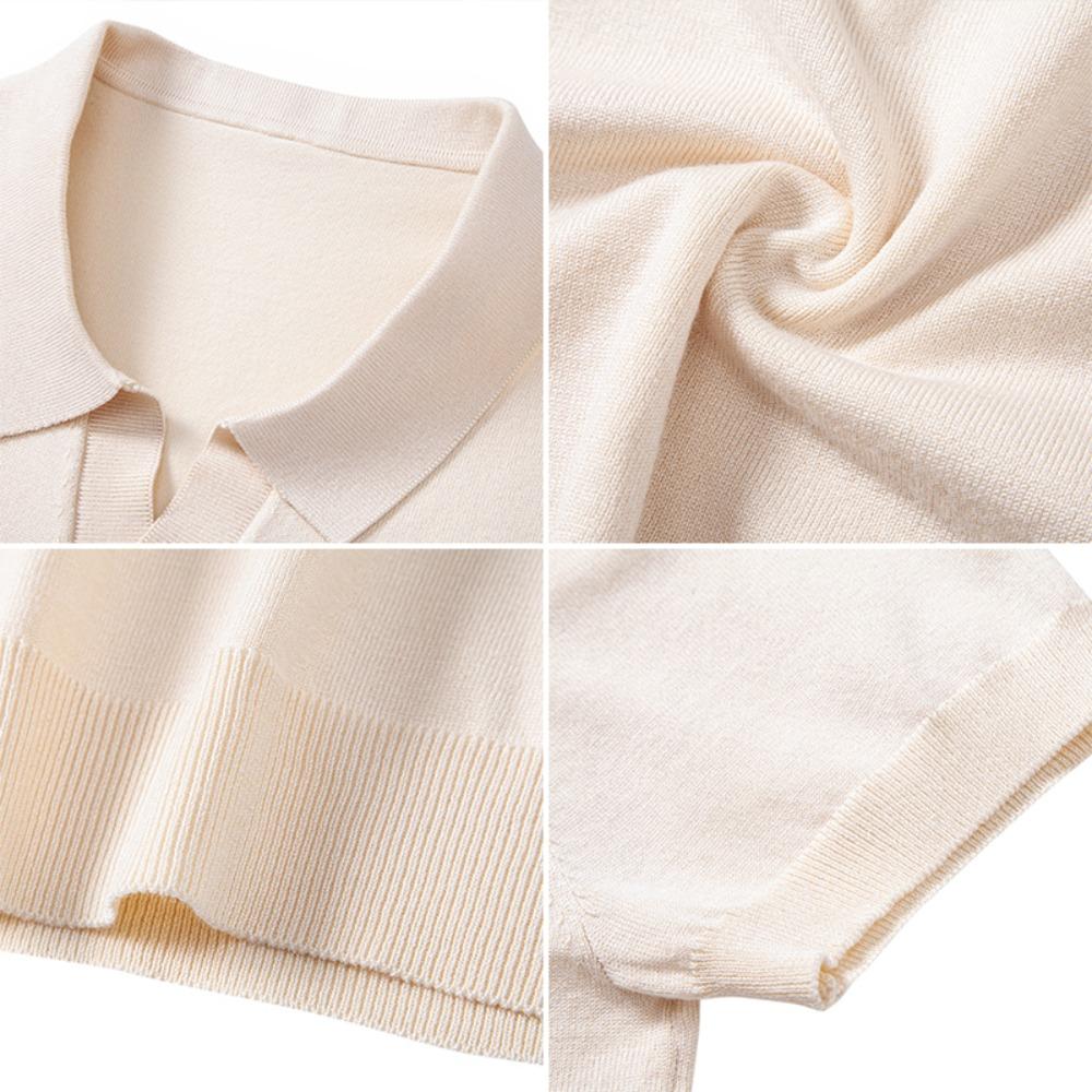 T-shirt en tricot à manches courtes et col en V pour homme - Style Business Casual - Été/Automne