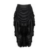 Women Goth Outfit Victorian Steampunk Ruffle Vintage Drawstring Layer High Low Skirt Long Bustle Skirt Halloween Pirate Costume