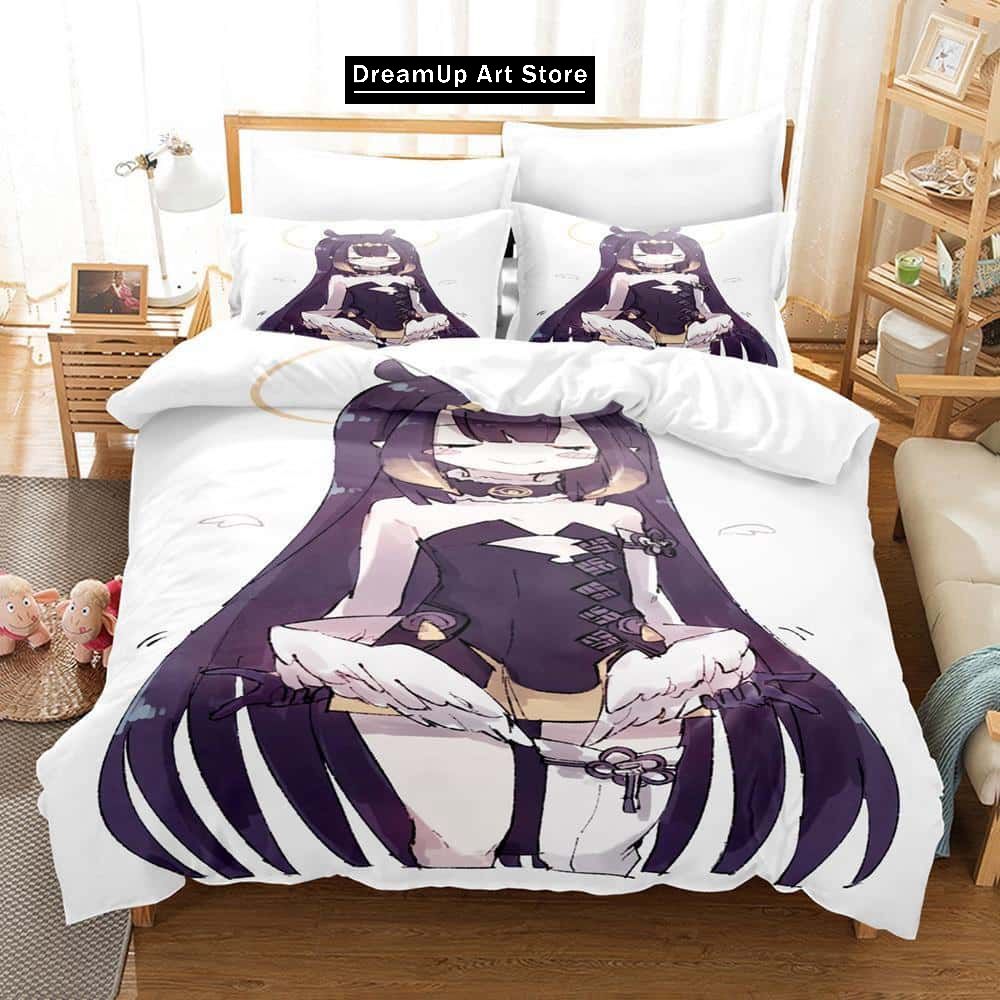 3D Print Fashion Anime Ninomae Ina'nis-in Bedding Set Boys Girls Twin Queen Full Size Duvet Cover Pillowcase Bed Adult Bedroom