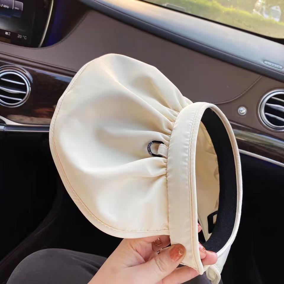 

Hat female versatile sunscreen face cover sun hat shell bucket hat UV protection sunshade empty top hat бежевий