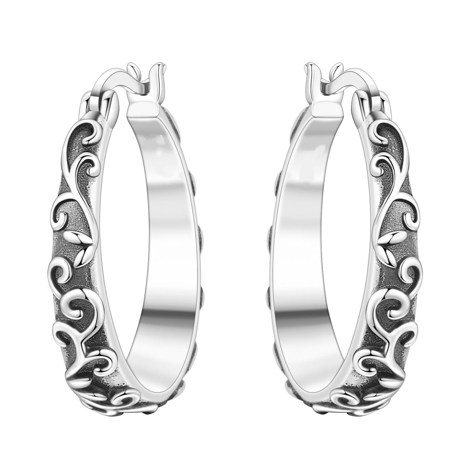 Vintage Floral Vine Hoop Earrings Trendy Botanical Plant Design Fashion Jewelry For Women