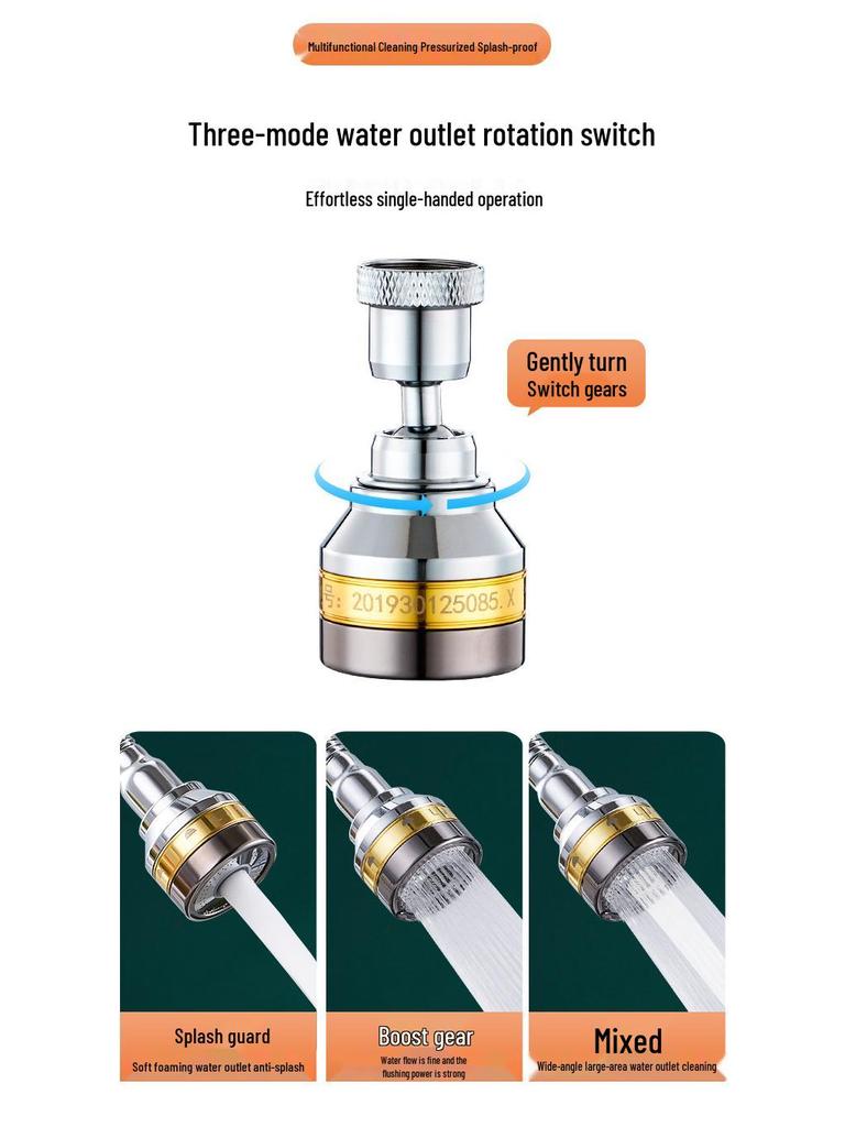 Splash-Proof Copper Kitchen Faucet Extension Nozzle with Pressurized Shower Head Aerator