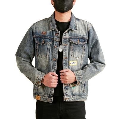 Spring New Men's Denim Jacket Retro Nostalgic Jacket Lapel Large Size Japanese Top