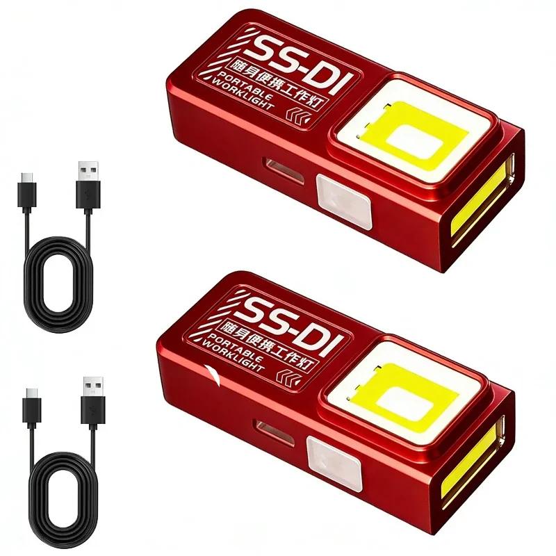 1/2Pcs Mini COB LED Flashlight Rechargeable Powerful Work Light with Clip Magnet Waterproof Camping Walking Pocket Lamp Portable Lights