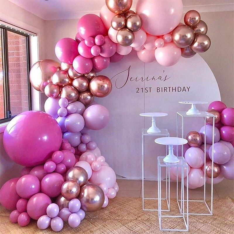 Pink White Macaron Balloon Garland Arch Kit Wedding Birthday Party Decoration Confetti Latex Balloons For Girls Baby