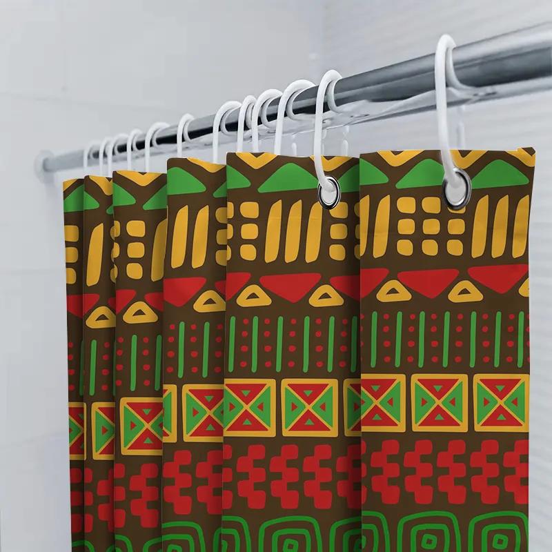 Unique African-Inspired Bathroom Decor Shower Curtain With Geometric Patterns Perfect For Your Home'S Ethnic Touch!