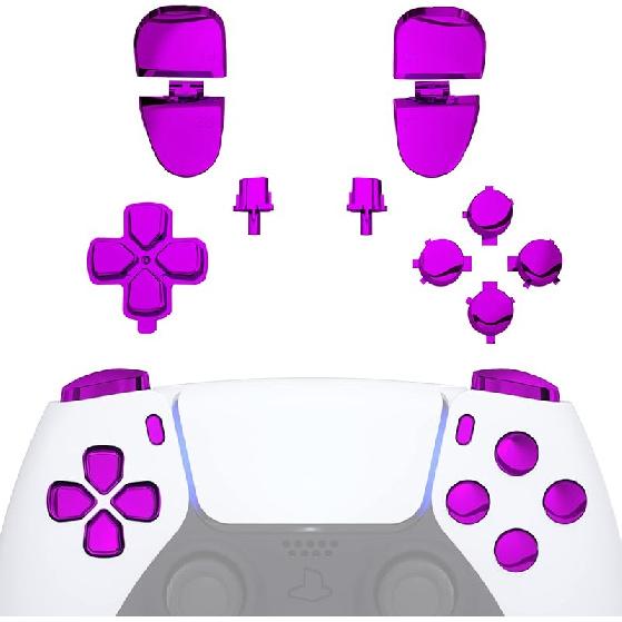 eXtremeRate Replacement D-pad R1 L1 R2 L2 Triggers Share Options Face Buttons, Chrome Gold Full Set Buttons Compatible with ps5 Controller BDM-030