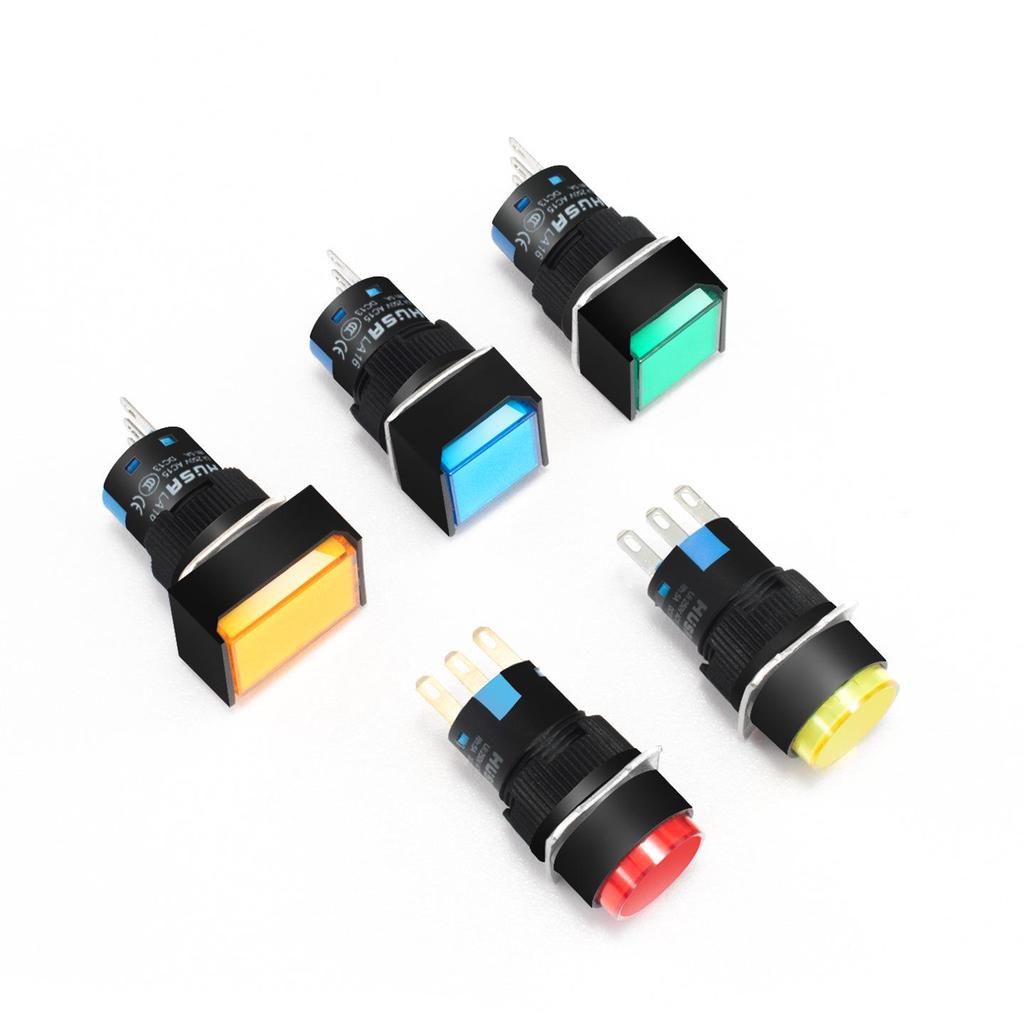 LA16 Illuminated 16mm Self-Resetting Push Button Switch – Round/Square/Rectangular Momentary Start
