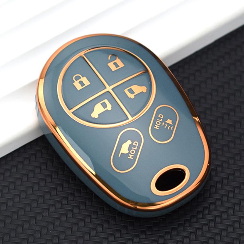 

Чехол для ключей из ТПУ, чехол-брелок 1. Для Toyota Toyota SE 2020, Sequoia Highlander XLE, авто, умный держатель с дистанционным управлением, защитные аксессуары Gold Edge Key Case серый