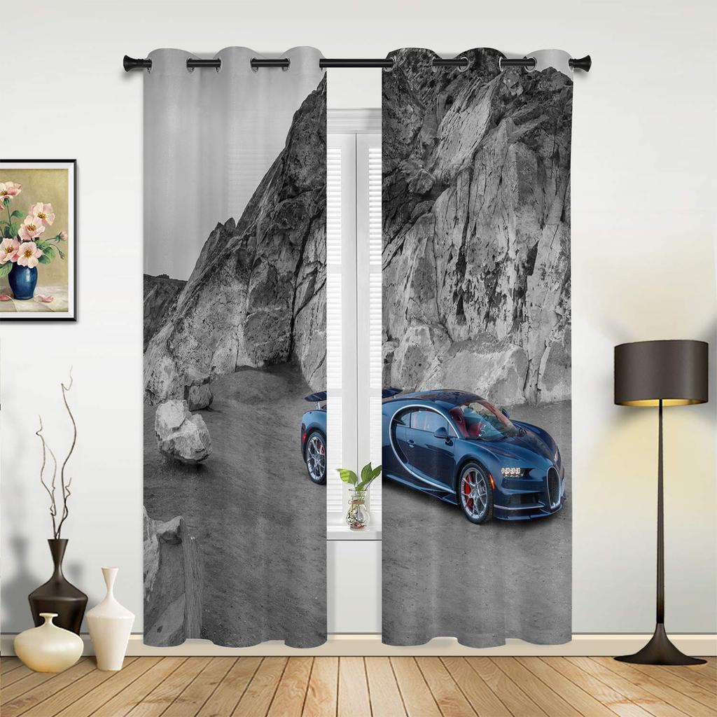 Greece Santorini Blue Roof Church Window Curtains Home Decoration Living Room Curtains Kid's Room Cortinas For Kitchen Bedroom