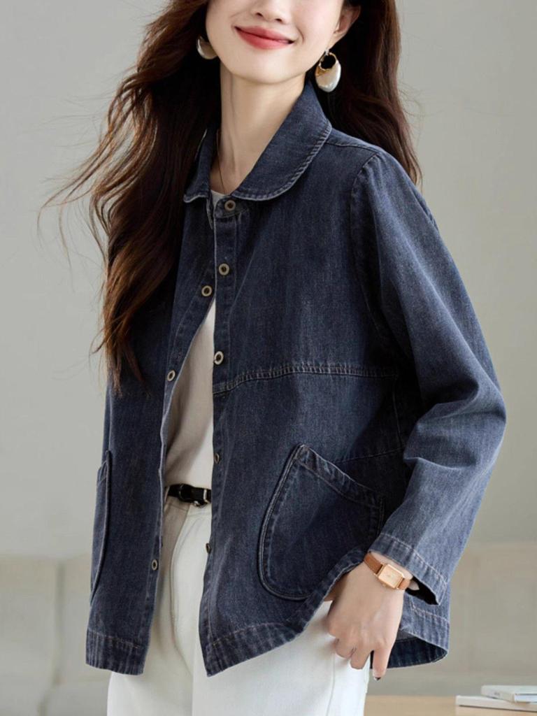 Spring/Autumn Women's Retro Denim Jacket: Short, Loose-Fit, Casual Style for a Youthful Look