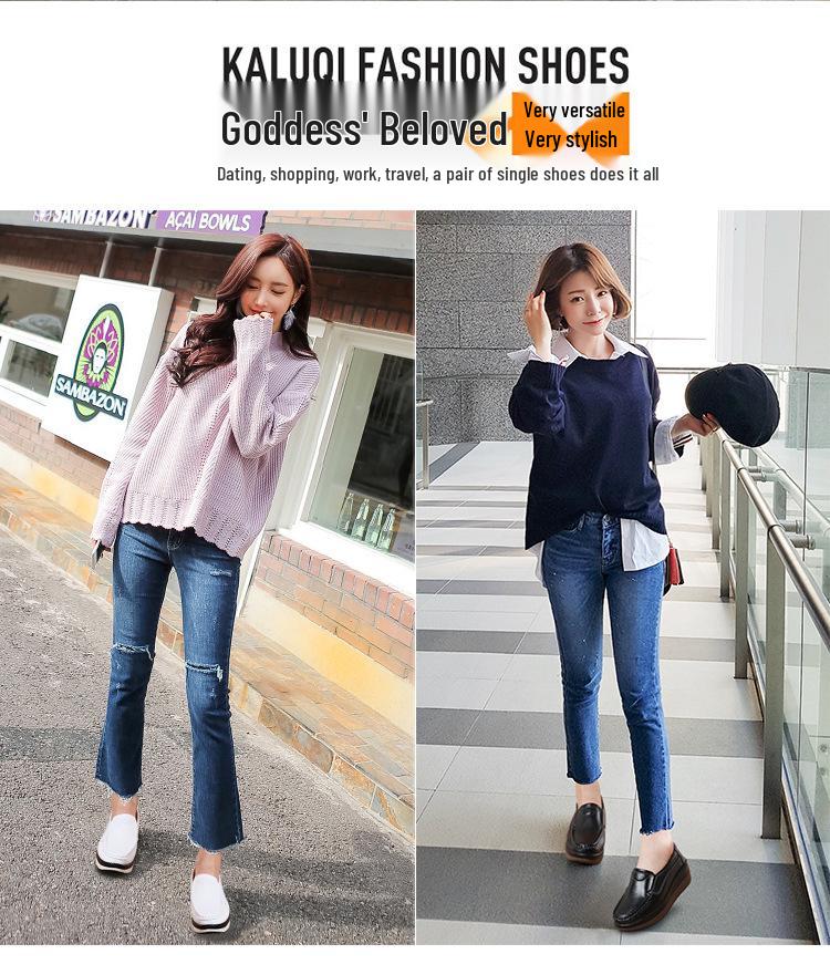Korean Style Wedge Heel Platform Slip-on Shoes for Women