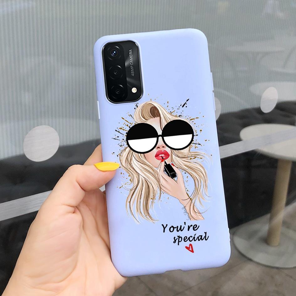 A74 Fodral För OPPO A74 CHP2219 Fodral Lyxigt Fjäder Dinosaurie Daisy Mönster Bakre Skydd För OPPO A74 5G CPH2197 A 74 Mjuk Capa