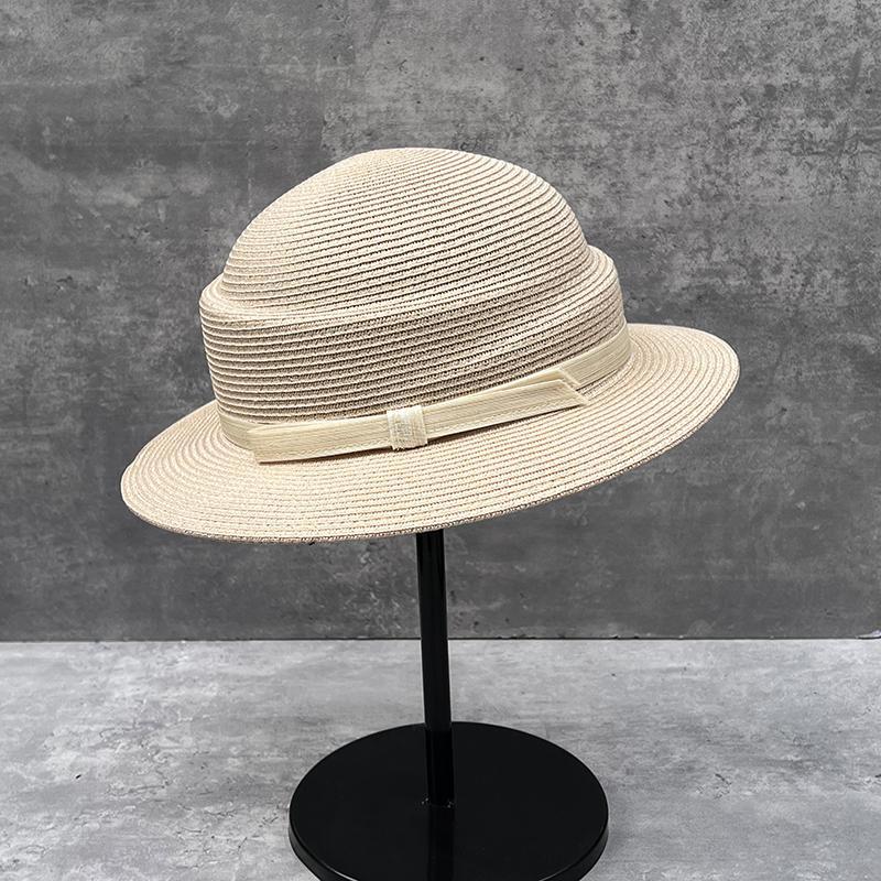 Hat Female Summer Travel Shopping Hepburn Wind Thin Straw Hat Sun Protection Sunshade Concave Shape Small Basin Hat Shows Small Face