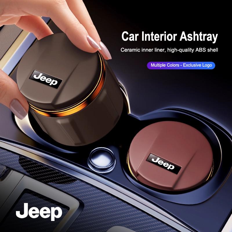 Car Ashtray LED Interior Ceramic Ashtrays For Jeep Grand Cherokee Wrangler JK Gladiator Compass Renegade Wagoneer Avenger Recon AJT1