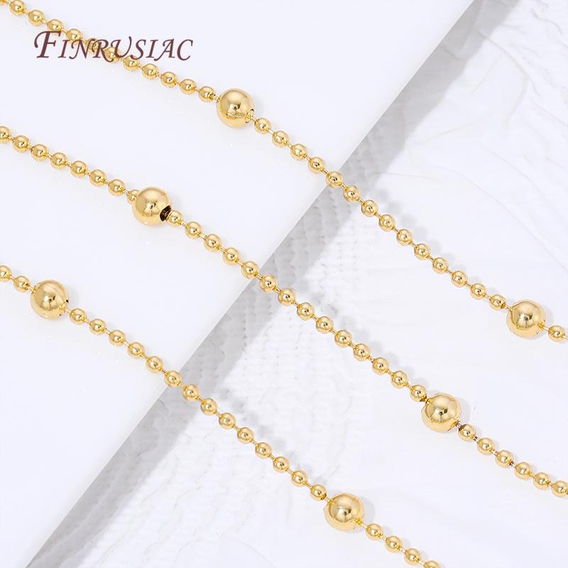 18K Gold Plated Brass Beads Chains For Jewelry Making,DIY Necklaces Bracelets Bulk Chain Accessories,Chain Fittings