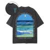 Waves Art Printed T-shirt Men Women Clothing Summer Short Sleeve Cotton Tshirt Washed Oversized Tops