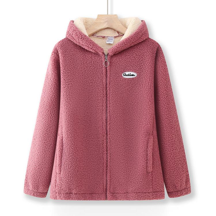 Noua Modă de Iarnă pentru Femei de Vârstă Mijlocie și în Vârstă Jachetă Fleece cu Pelete Mărime Mare Costum pentru Mamă Plus Velvet Cald Top cu Glugă