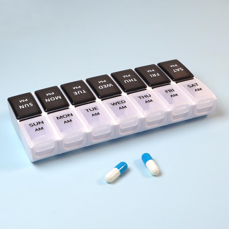 

New Travel Portable Detachable Weekly Pill Organizer Case 2 Times A Day Box 7 Day Container Medicine for Vitamins Supplements