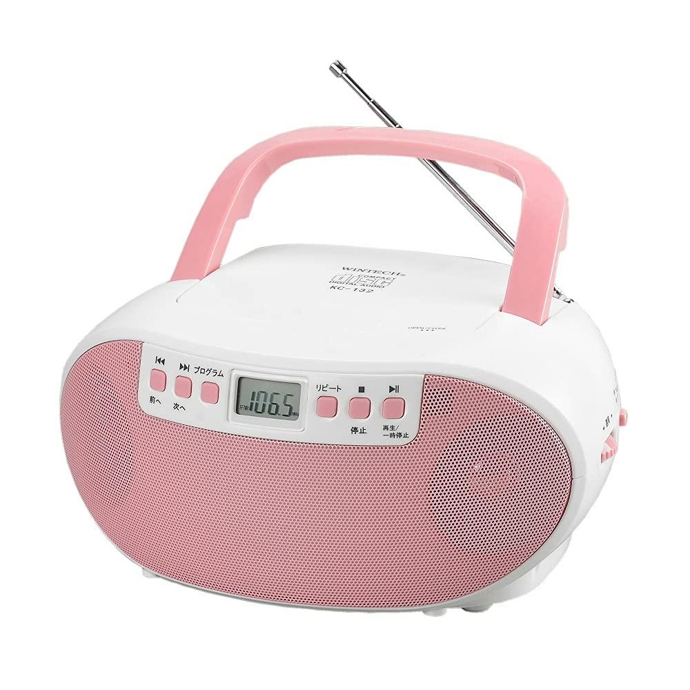 

WINTECH CD Radio CD Player Portable Compact Stereo AC Outlet Battery Operated Pink English Conversation Language Learning Listening Hearing рожевий