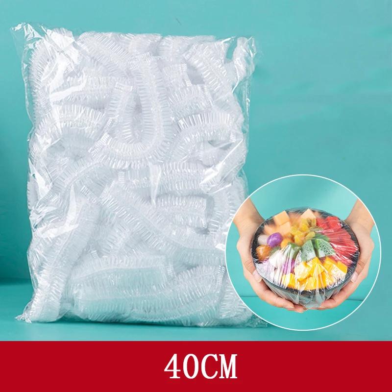 

100 шт. Крышка из пищевой пленки, Пакет из пищевой пленки, Эластичное горлышко, Одноразовый, Пищевой, Пластиковый пакет для сохранения свежести, Кухонный органайзер 50Pcs