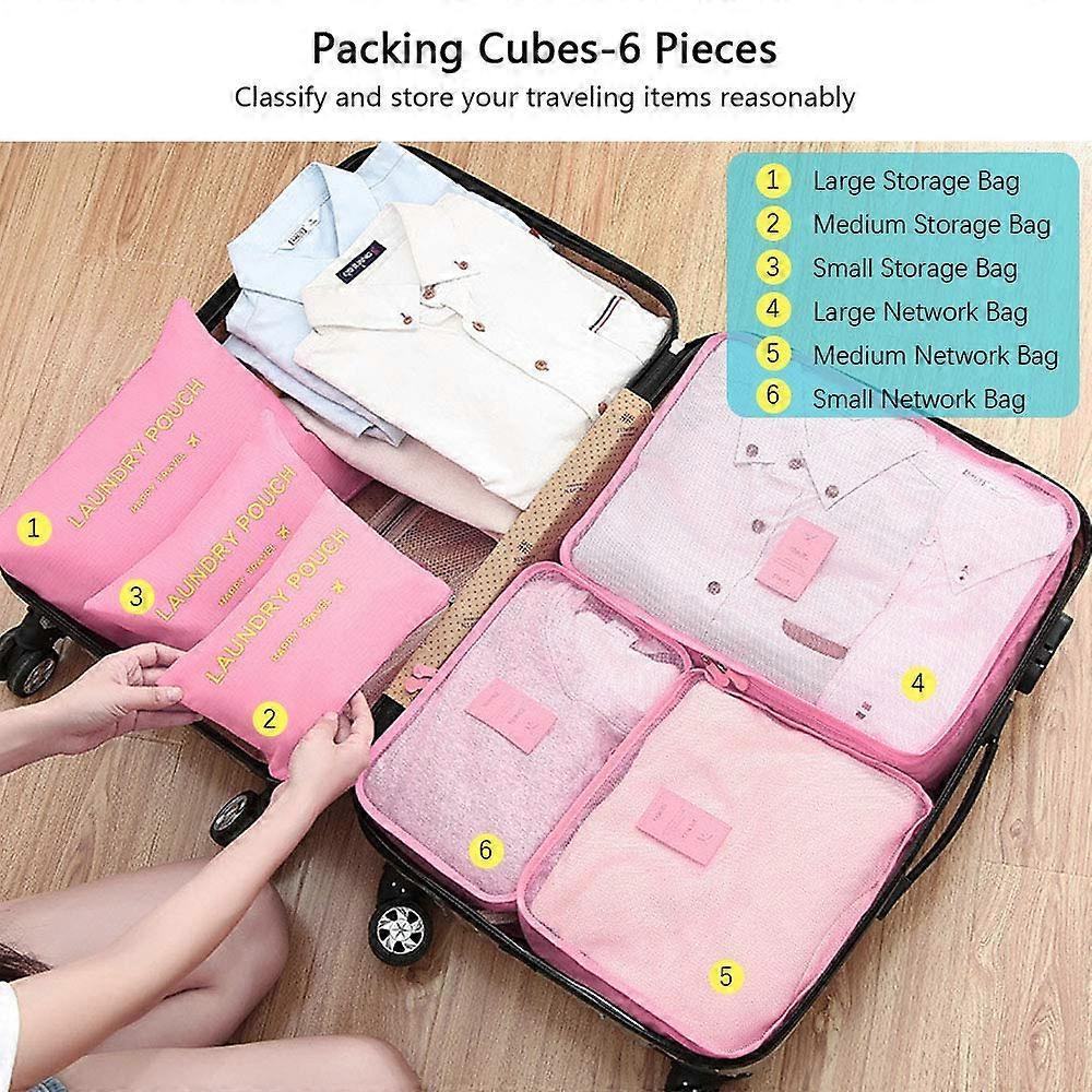 Travel Organiser Packing Bags,6 PCS Travel Packing Cubes Set for Clothes Travel Luggage Organizers Storage Bags