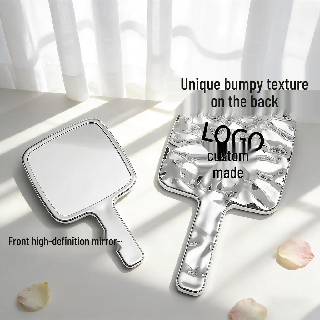 Retro Electroplated Convex-Concave Handheld Makeup Mirror - Portable Beauty Accessory for Home Use in Trendy Style.
