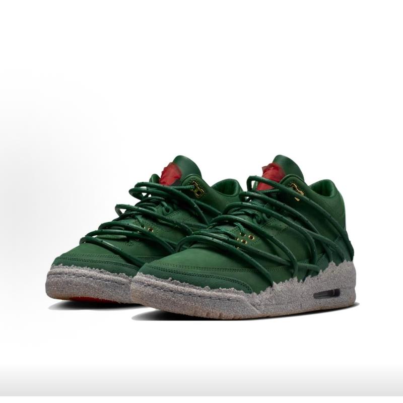Teyana Taylor x Air Jordan 3 Concrete Rose Scarpe da Ginnastica Donna Nero Abete Gola Verde-Cemento Grigio-Rosso Fuoco IF3097-300