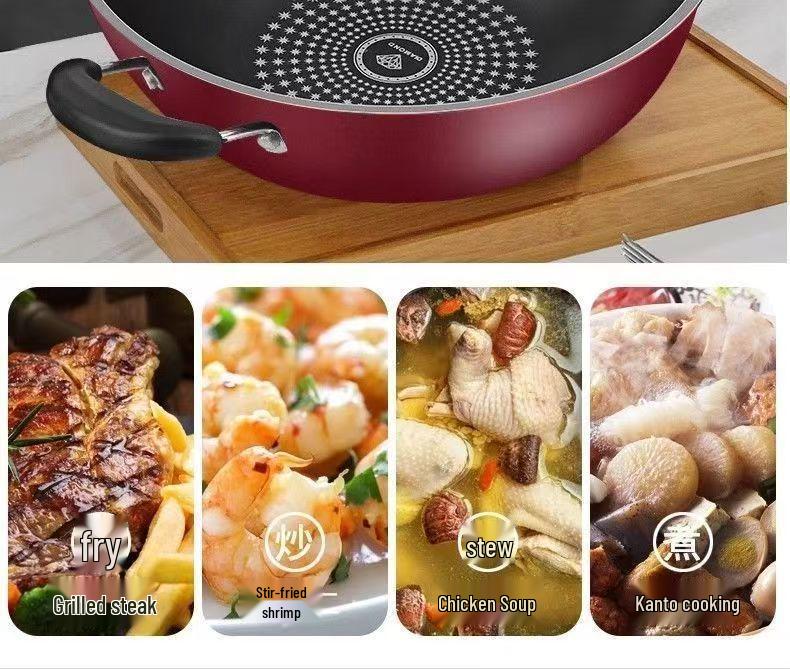 Wok German din Cristal Antiaderent cu Fund Plat pentru Inducție și Gaz