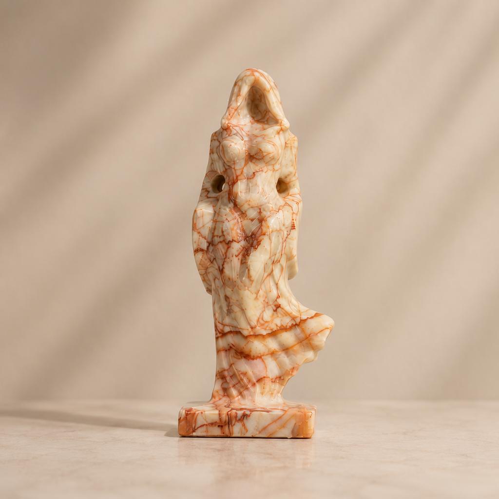 Natural Crystal Female Ghost Carving Polished Stone Hooded Spirit Figurine Halloween Decor Healing Crystal Gift