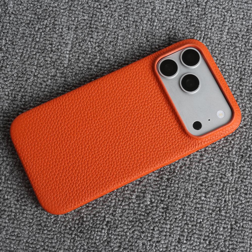 Luxus Echtleder Rindsleder Hülle für iPhone 17 Pro Max 16 15 14 13 12 Natürliches Rindsleder Litschi-Leder Stoßfeste Handyhülle Fundas