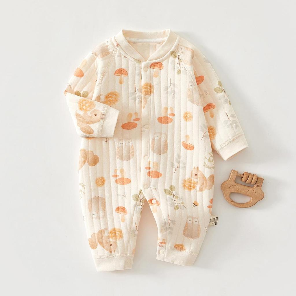 Infant Warm Cotton Long Sleeve Bodysuit: Boneless, Padded for Crawling - Perfect for Spring, Autumn, Winter